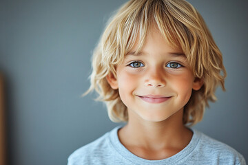 portrait of an white little boy with a smile