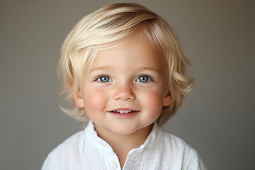 portrait of an white little boy with a smile