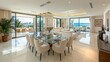 © hamzahalderad - Spacious and modern dining room with large windows overlooking the ocean.
