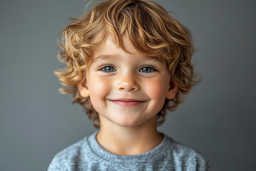 portrait of an white little boy with a smile