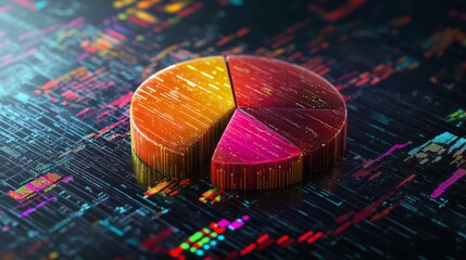Aufkleber - Abstract Pie Chart on Colorful Digital Background