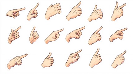 2410 23.a variety of hand cursor icons, featuring a hand in different click and point gestures. the 