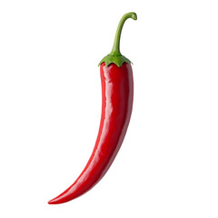 A single red chili pepper with a green stem, isolated on a black background.