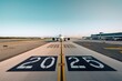 © Lubos Chlubny - Airplane approaching 2025 new year painted on airport runway