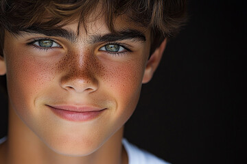 Portrait of smiling white cute teenage boy