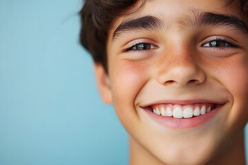 Portrait of smiling white cute teenage boy