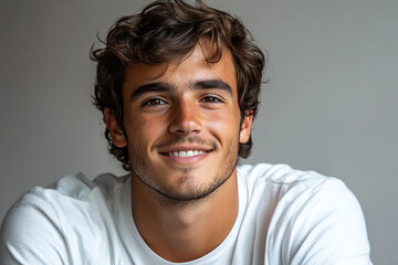 Portrait of smiling white cute teenage boy