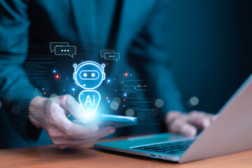 Wall Mural - ai generates bot artificial intelligence, which is smart robot conversation. development of chatbot 