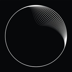 Lines in Circle Form . Rotate rounded shape Vector Illustration .Rotating circles form a ring.Rotating design element . Various circle lines forming round frame . Abstract Geometric line art .