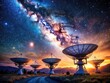 © kansak01 - Radio Telescopes Under the Night Sky: Exploring Exoplanets and Alien Detection Amidst the Milky Way's Wonders