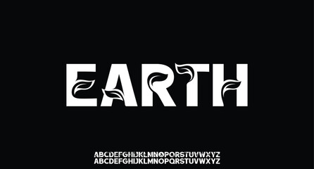 Naklejka na meble modern nature leaf earth green tree abstract digital alphabet font. minimal technology typography, creative urban sport fashion futuristic font and with numbers. vector illustration
