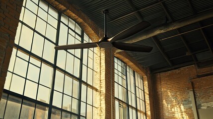 Wall Mural - Modern Ceiling Fan in Bright Industrial Space