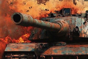 Tank in the Heat of Battle: A Powerful Image of War and Conflict