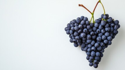 Wall Mural - Cluster of black grapes on white background