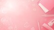 © Pumapala - A soft pink background with stationery items and subtle icons, ideal for creative projects.