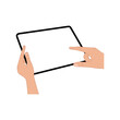 © berkahjayamaterial - hand holding tablet pc illustration