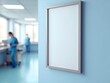 © Blind  - Blank empty white picture frame mockup in a hospital corridor, with blurred room background