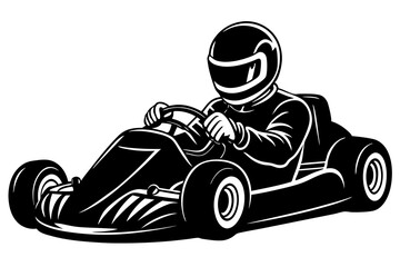 Go kart silhouette vector.