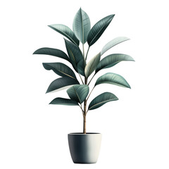 Wall Mural - a potted plant with leaves, a rubber tree isolated on a transparent background