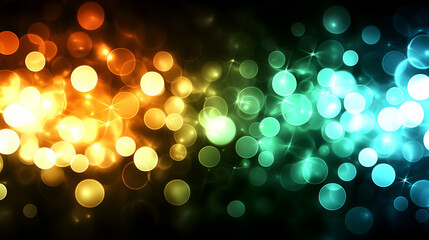 Wall Mural - Abstract Bokeh Background with Golden and Teal Colors, lights, blur, glow, sparkle, shine