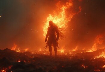 Poster - Fire creature, all mortal lives expire, souls go to their doom in flames forever more