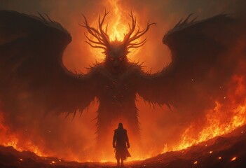 Poster - Fire creature, all mortal lives expire, souls go to their doom in flames forever more