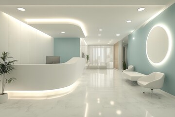 Wall Mural - A modern office with a white wall and a blue wall