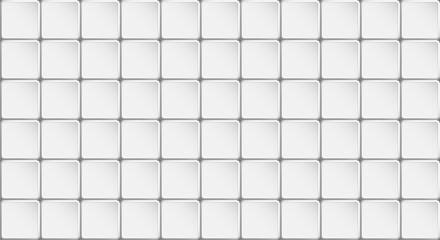 Mosaic gray aluminum colored tile buttons with rounded corners. Grey copy space for design of web pages and interface. 3D vector background