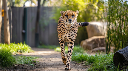 Wall Mural - Cheetah walking in back alley, urban wildlife