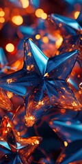 Wall Mural - blue and orange glowing stars. background, banner, poster, wallpaper for creative projects.