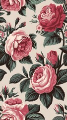 Vector set collection of romantic floral seamless pattern for decoration damask wallpaper, vintage style