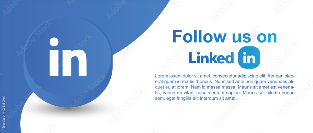 Follow us on linkedin social media square banner with 3d glowing logo ...