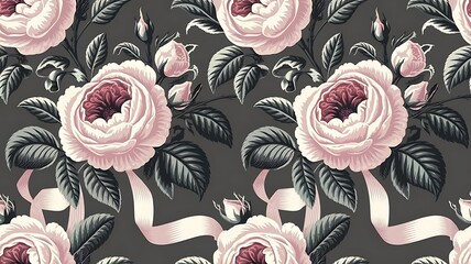 Vector set collection of romantic floral seamless pattern for decoration damask wallpaper, vintage style