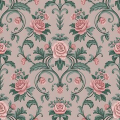 Vector set collection of romantic floral seamless pattern for decoration damask wallpaper, vintage style