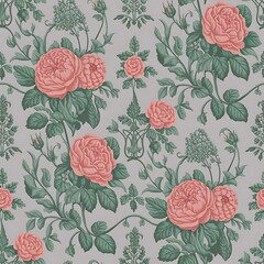 Vector set collection of romantic floral seamless pattern for decoration damask wallpaper, vintage style