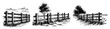 © Luka - rustic wooden fence in countryside illustration, black vector set