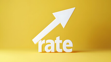 Growth in rate symbol on vibrant yellow background