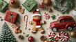 © Iaroslav - Gingerbread decorated with a knitted scarf lies among Christmas balls and gifts, creating a feeling of comfort and joy of the holiday.