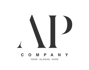 Wall Mural - AP logo design. Initial letter a and p serif font style. Creative classic company name typography. Trendy logotype or identity.