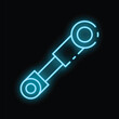 © ylivdesign - Bright blue neon icon of a shock absorber glowing on a black background