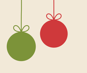 Canvas Print - christmas balls ornaments in red and green color. christmas card background. vector illustration.