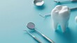 © SHOTPRIME STUDIO - dental tools, oral hygiene, dental care, tooth model, equipment, close up shot on teal background