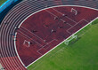 © AmazingAerialAgency - Aerial view of energomash stadium with sports field and track, Belgorod, Russia.