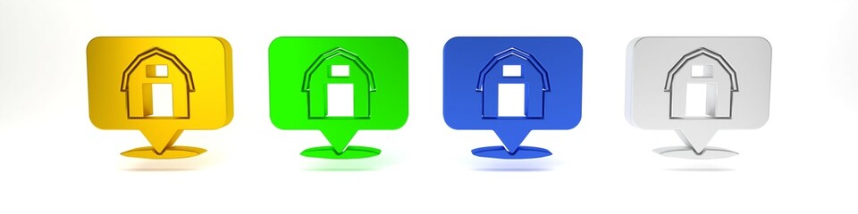colorful location farm house icon isolated on white background. minimalism concept. 3d render illust