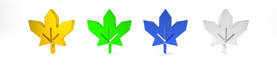 Wall Mural - Colorful Canadian maple leaf icon isolated on white background. Canada symbol maple leaf. Minimalism concept. 3D render illustration