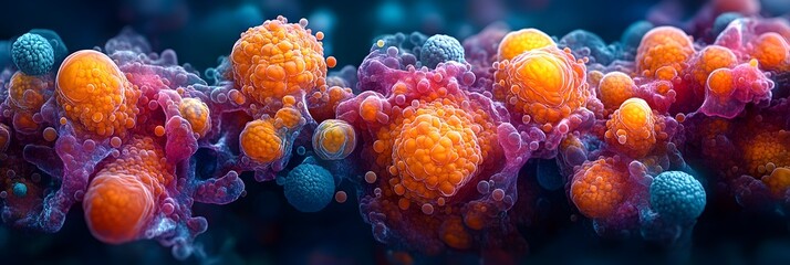 Leinwandbilder - An array of vibrant,intricate,and mesmerizing microscopic biological structures come together to form a captivating.