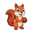 © TRTASFIQ - A cute squirrel holding a walnut vector illustration, isolated on white background.