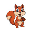 © TRTASFIQ - A cute squirrel holding a walnut vector illustration, isolated on white background.
