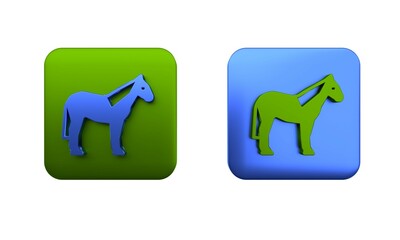 Wall Mural - Colorful Horse icon isolated on white background. Animal symbol. Square button. 3D render illustration