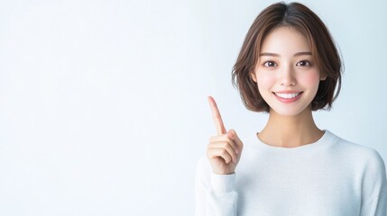 Wall Mural - woman pointing at something